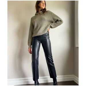 Wilfred Aritzia Melina Black Vegan Leather Pants in Black